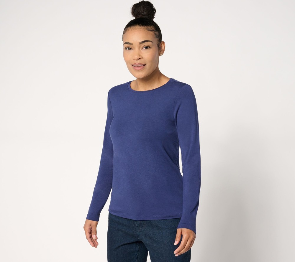 Coldwater Creek Women's Top Plus Sz 1X Primaknit Crewneck Tee Blue A666567