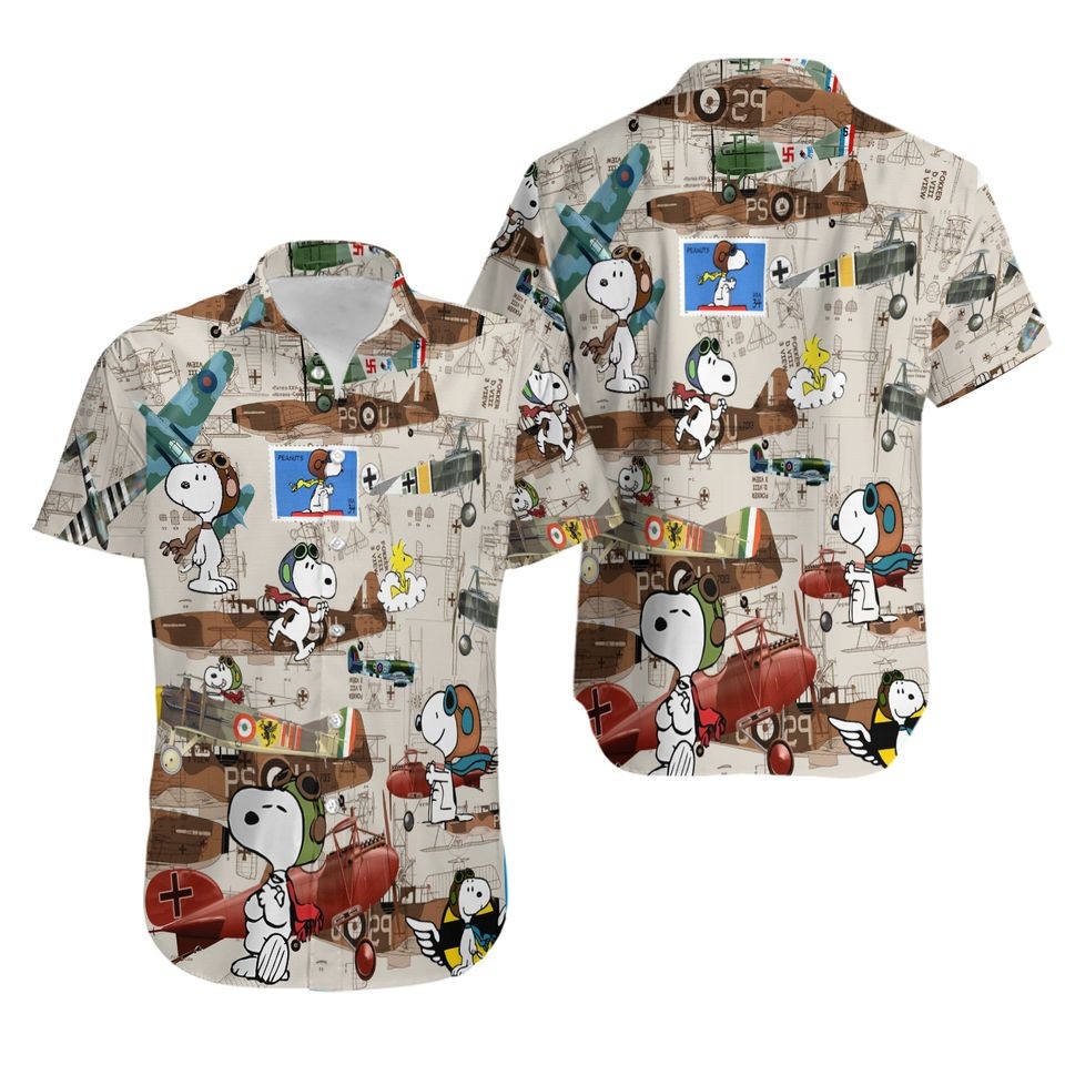 Hot Plane And Snoopy Vintage Hawaiian Shirt