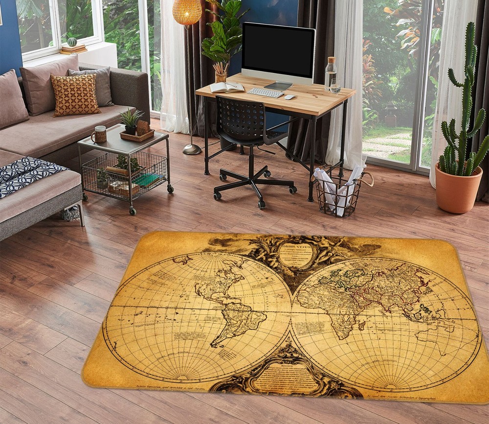 3D Classical Elegant World Map Non Slip Rug Mat Carpet 356BNO Romy