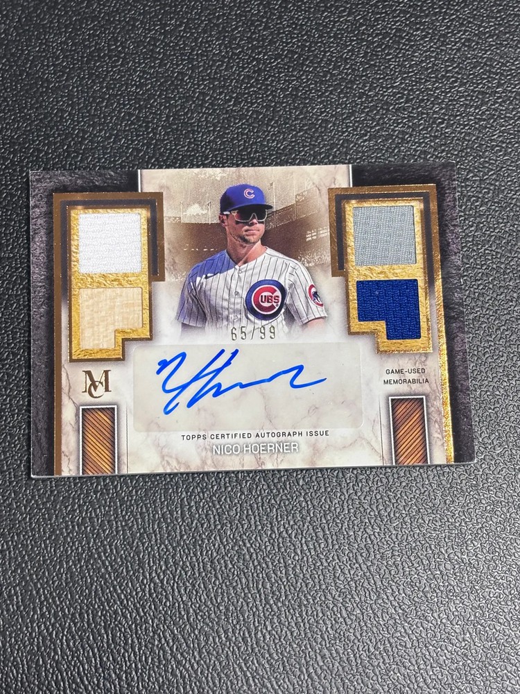 Nico Hoerner 2025 Topps Museum Collection #SPQRA-NH /99 Signature Swatches Auto