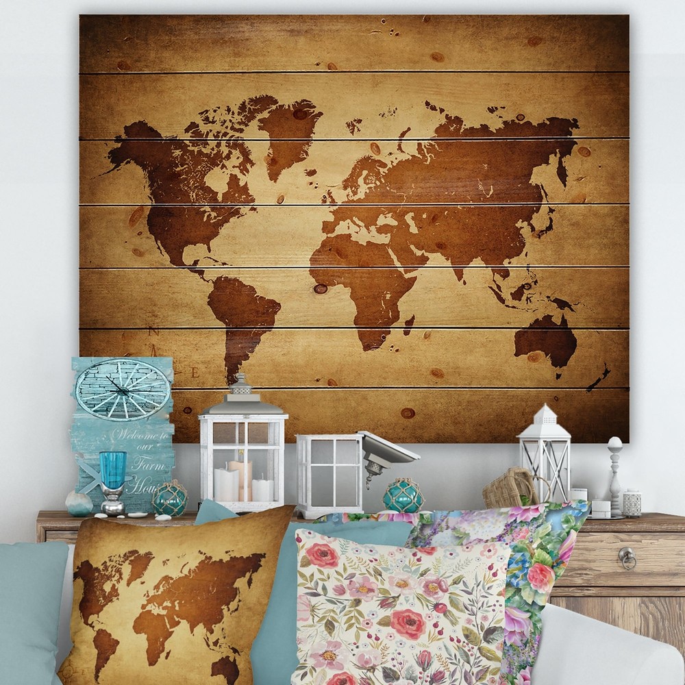 Designart 'Ancient Map of The World VI' Vintage Print on