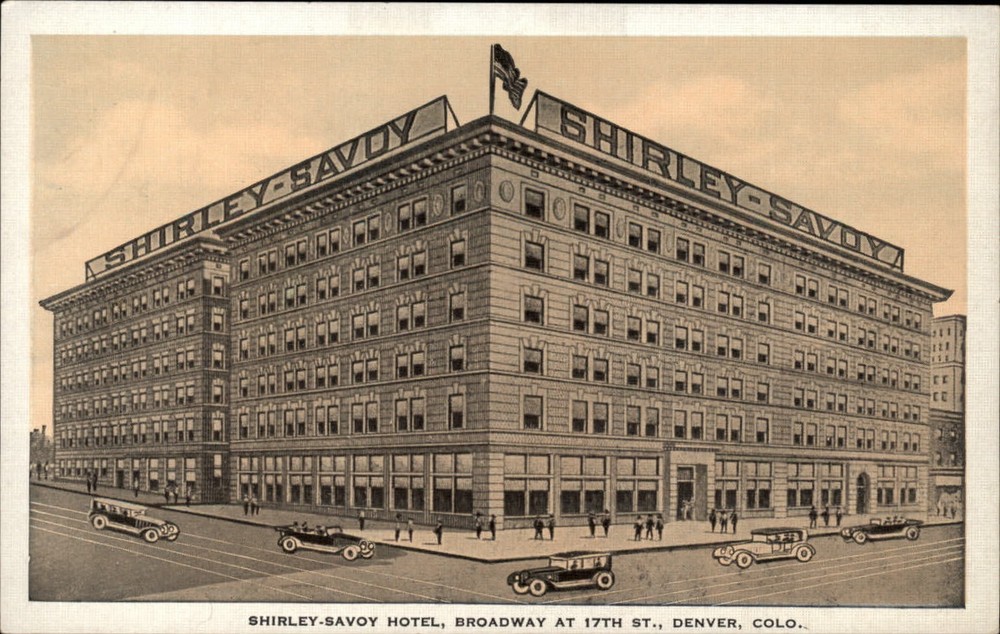 Shirley Savoy Hotel Denver Colorado antique cars ~ 1920s vintage postcard