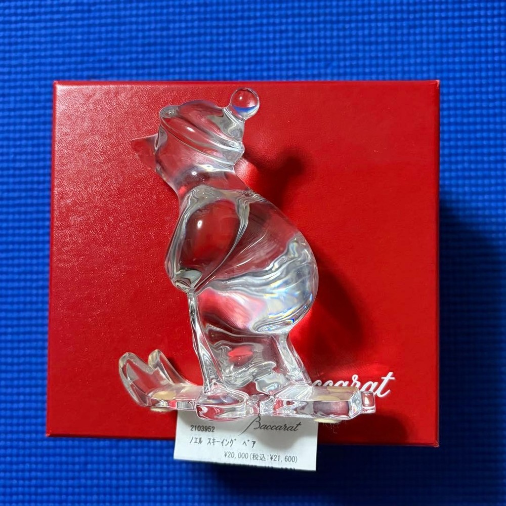 Baccarat Crystal Skiing Bear Figurine Made in France with Box