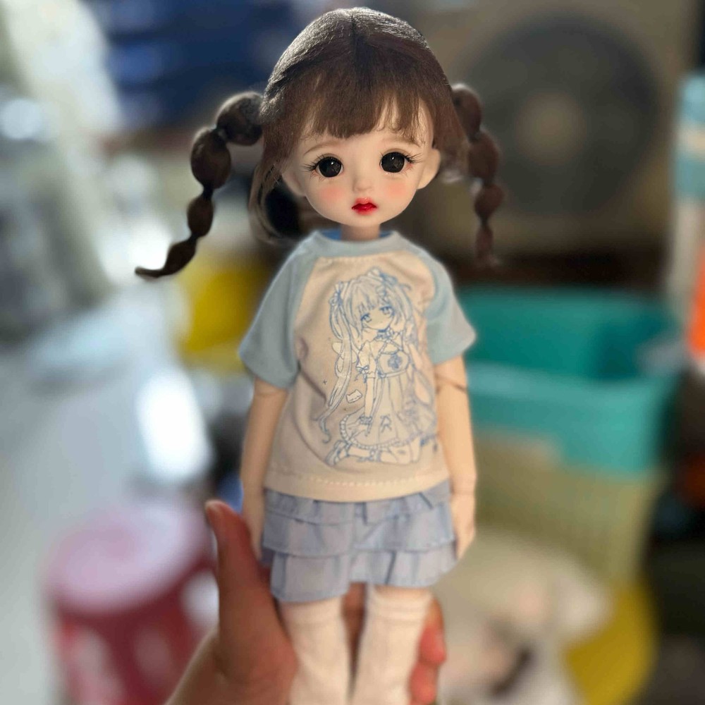1/6 Full Set BJD Doll Pretty Girl Outfits Face Makeup Eyes Wig Handmade Gift Toy