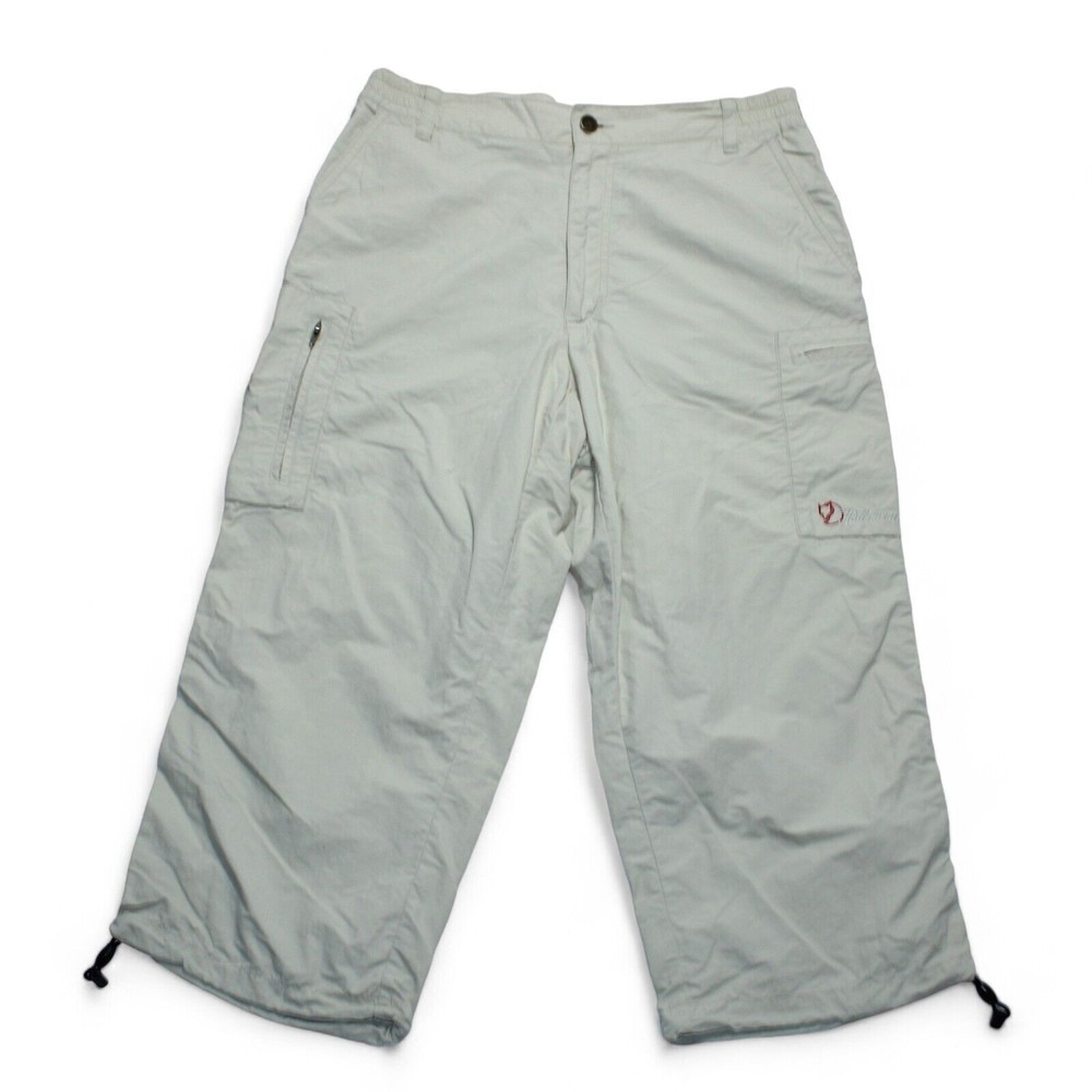 Fjallraven Beige 3/4 Cargo Trousers with Embroidered Logos W30-31 Outdoor Adventure Pants