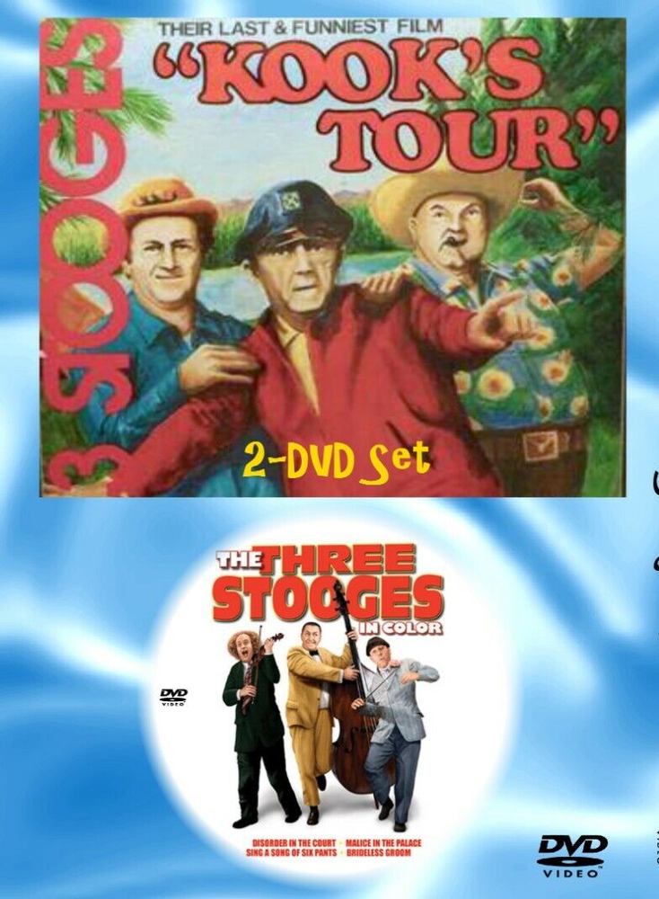 KOOK'S TOUR Three 3 Stooges - 5 shorts 2-DVD Set Color Slapstick comedy classic