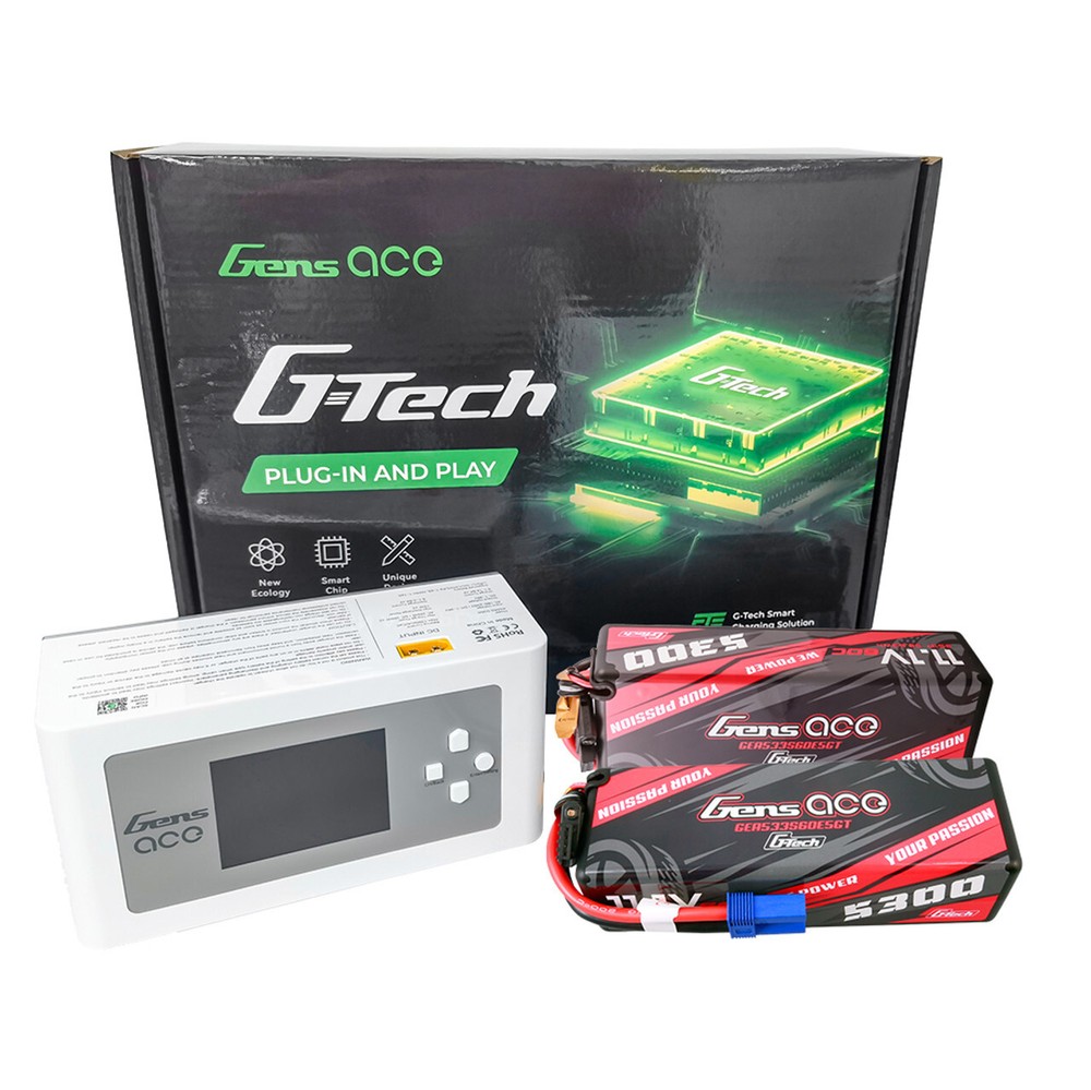 Gens Ace 5300mAh HardCase G-Tech 3S Lipo Battery*2 + iMars D300 G-Tech Charger*1-image