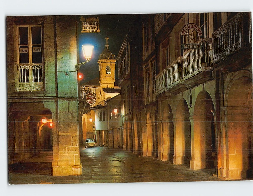 Postcard Villar street Santiago de Compostela Spain
