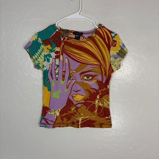 Hayes Shirt Womens Small Multicolor Psychedelic Art Graphic Short Sleeve Top