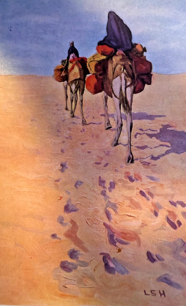 1908 Vintage Magazine Illustration Camels in the Desert by Lauren S. Harris