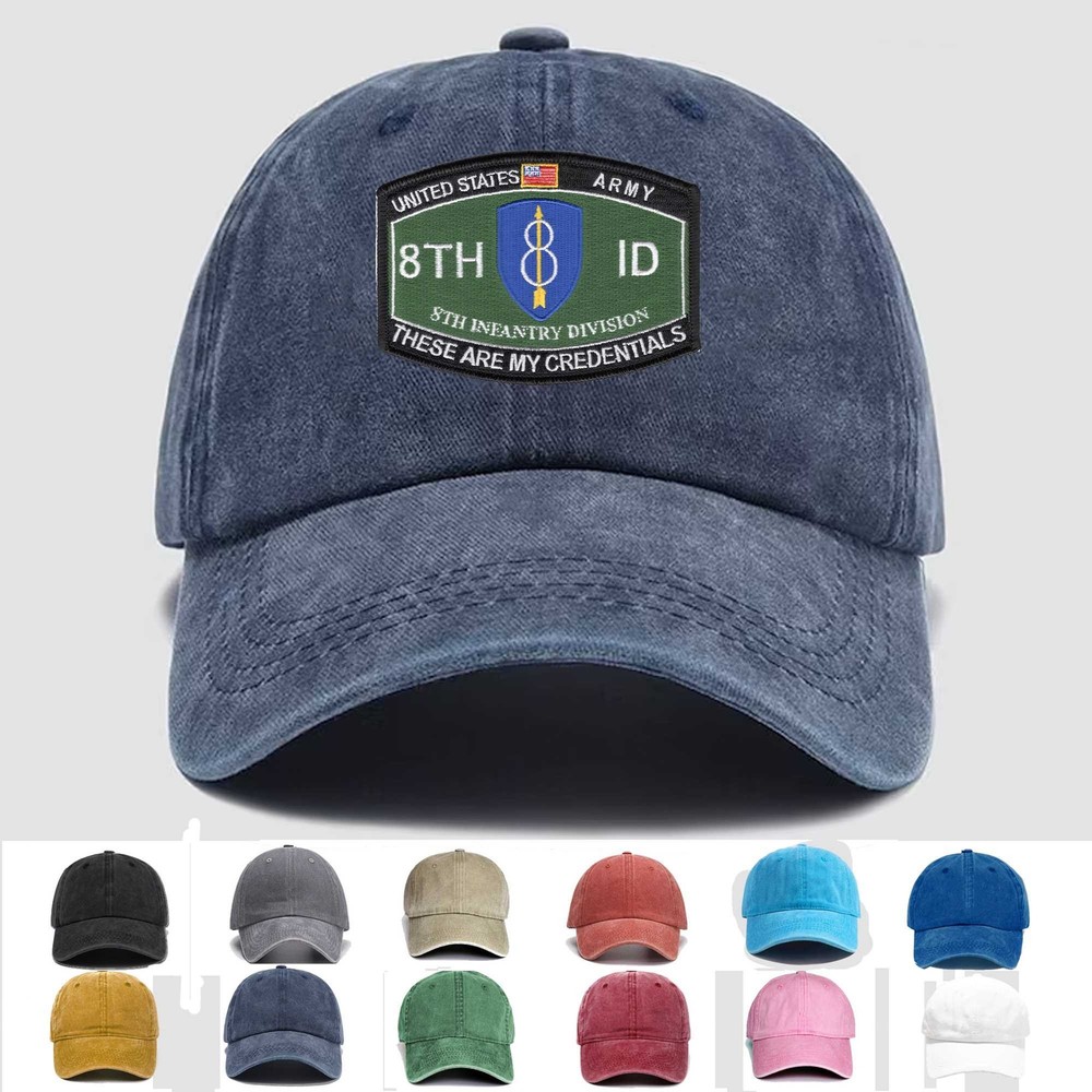 Custom Embroidered Hat 8th Infantry Division, Veteran Cap, Trucker Hat, Gift