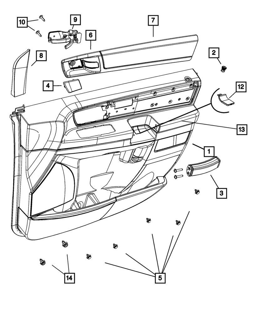 Genuine Mopar Front Door Trim Panel Right 1UX72HL5AA