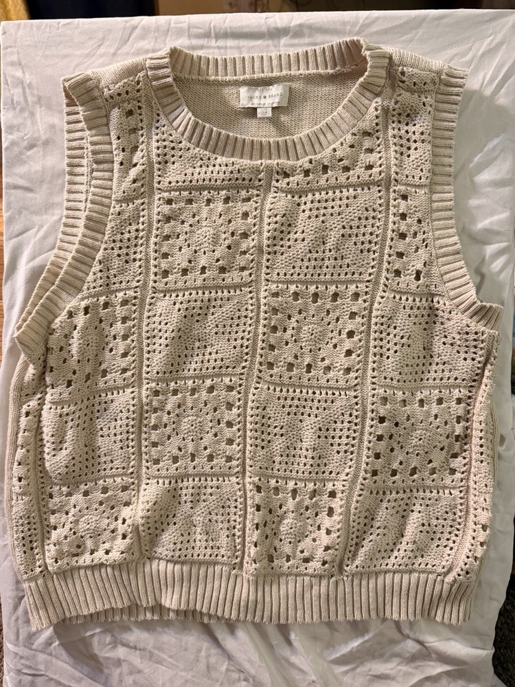 Lucky Brand Women's Cream Crochet Vest Large