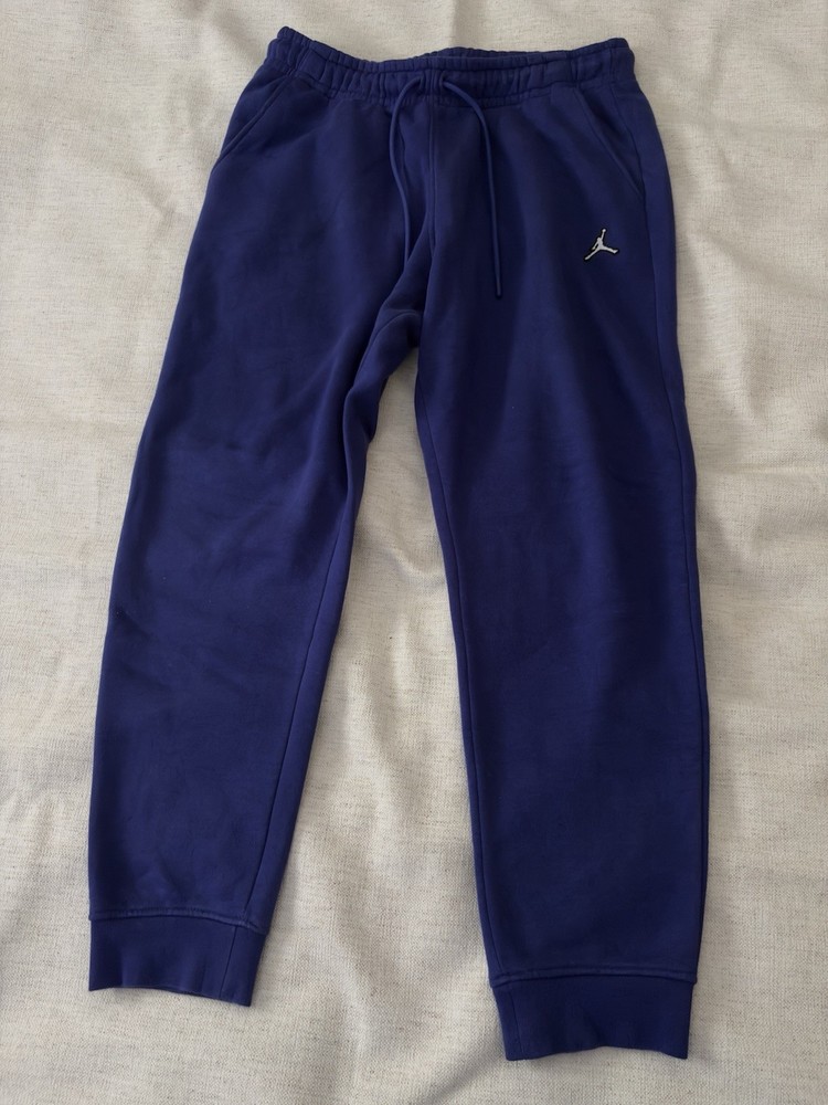 Jordan Men's Blue Jogger Pants M Fleece, Drawstring, Elastic Waist, Pockets