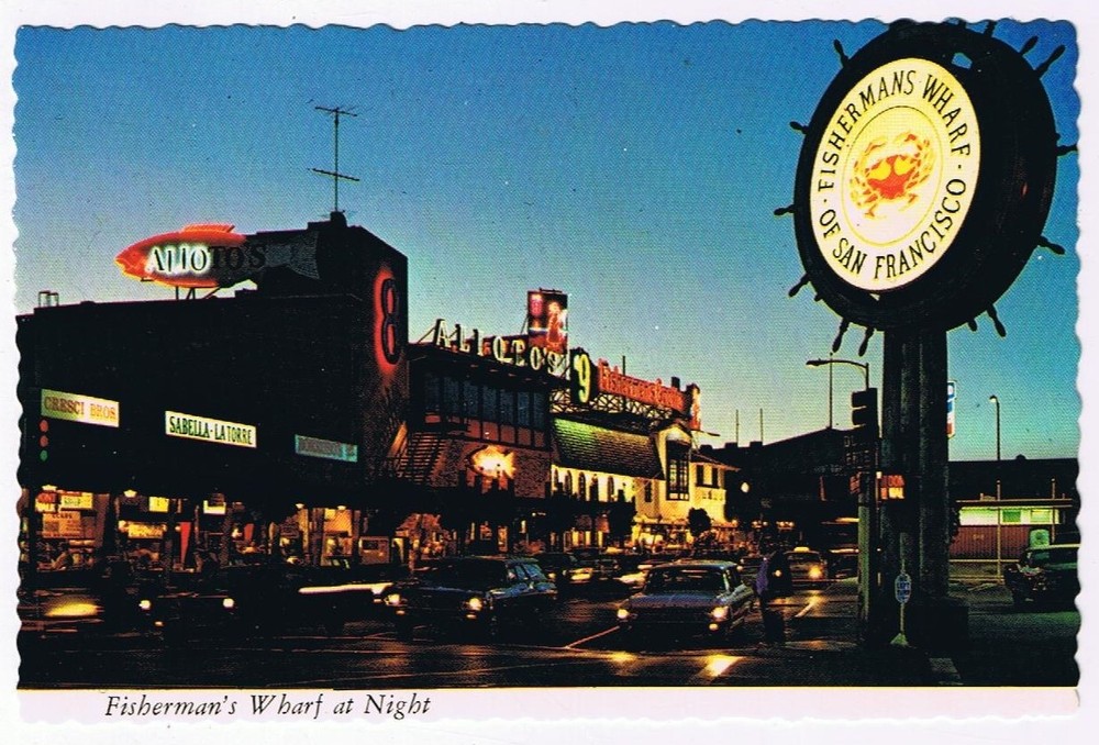 Postcard Fisherman's Wharf At Night San Francisco California