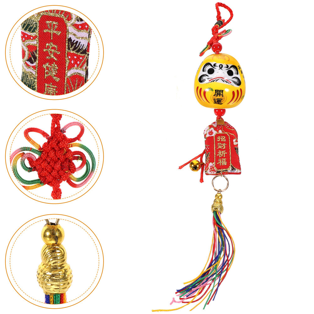 Japanese Traditional Daruma Hanging Charm Vehicle Ceramic Daruma Pendant Car