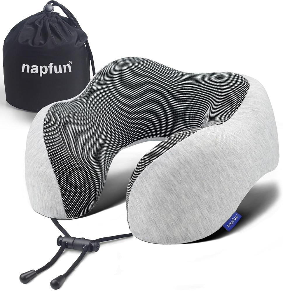 Upgraded 100% Pure Memory Foam Travel Neck Pillow for Airplanes