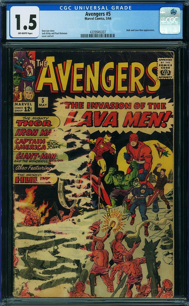 Avengers # 5....CGC Universal slab 1.5.. Fair-Good grade...1964 comic..Kirby--db
