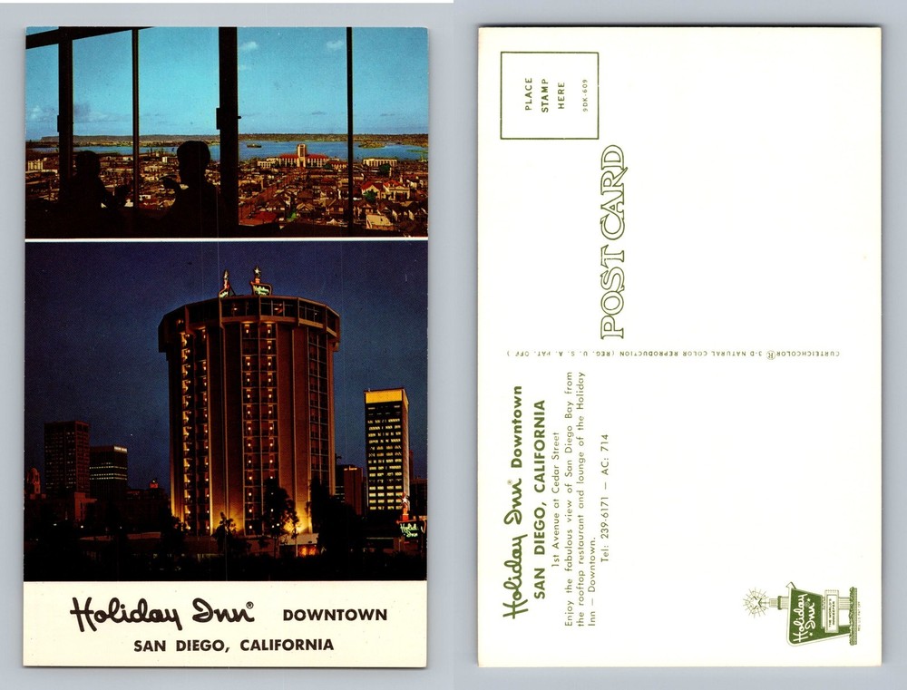 San Diego, CA-California, Holiday Inn Downtown Scene Card Vintage Postcard