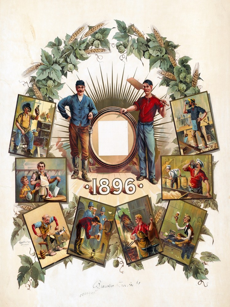 9490.Decoration Poster.Room Wall art.Home decor.1896 brewing worker.Beer.Mancave