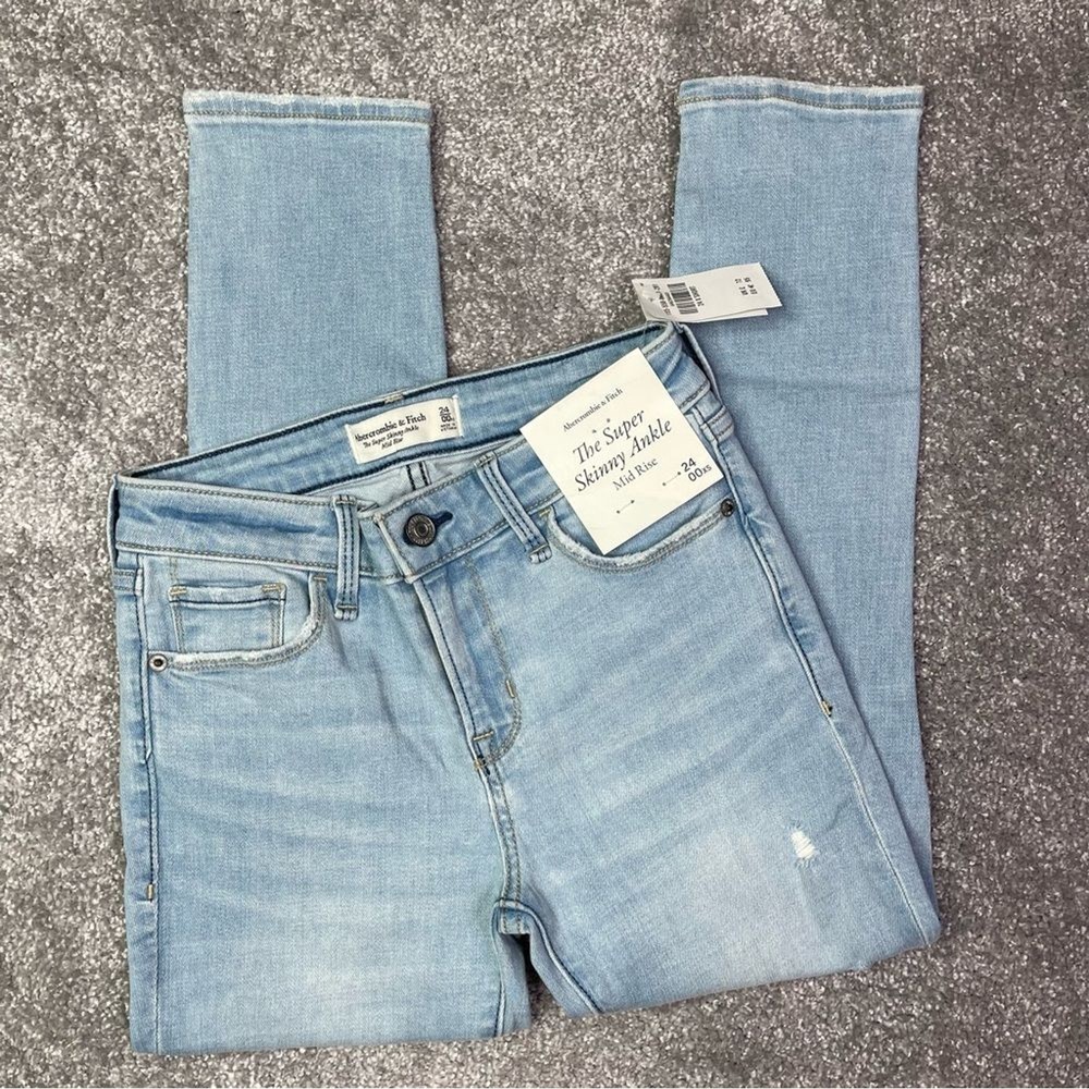 Abercrombie & Fitch Jeans Women's 24 XS Skinny Ankle Mid-Rise Light Wash Denim