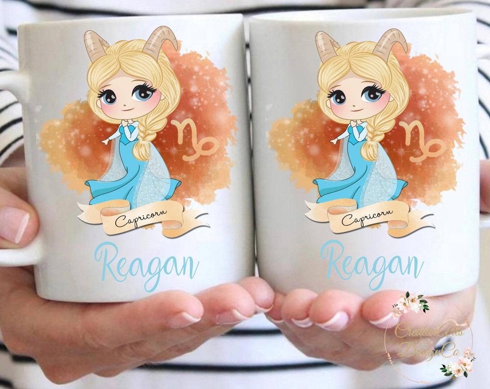 Personalized Princess Zodiac Mug December January Birthdays Kids Ceramic  Mug