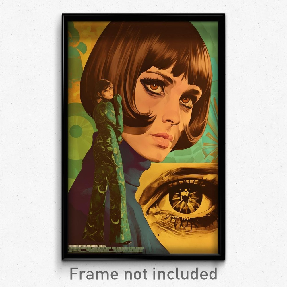 Vintage German Movie Poster - Woman in Quixotic Ribbed Bodysuit Print