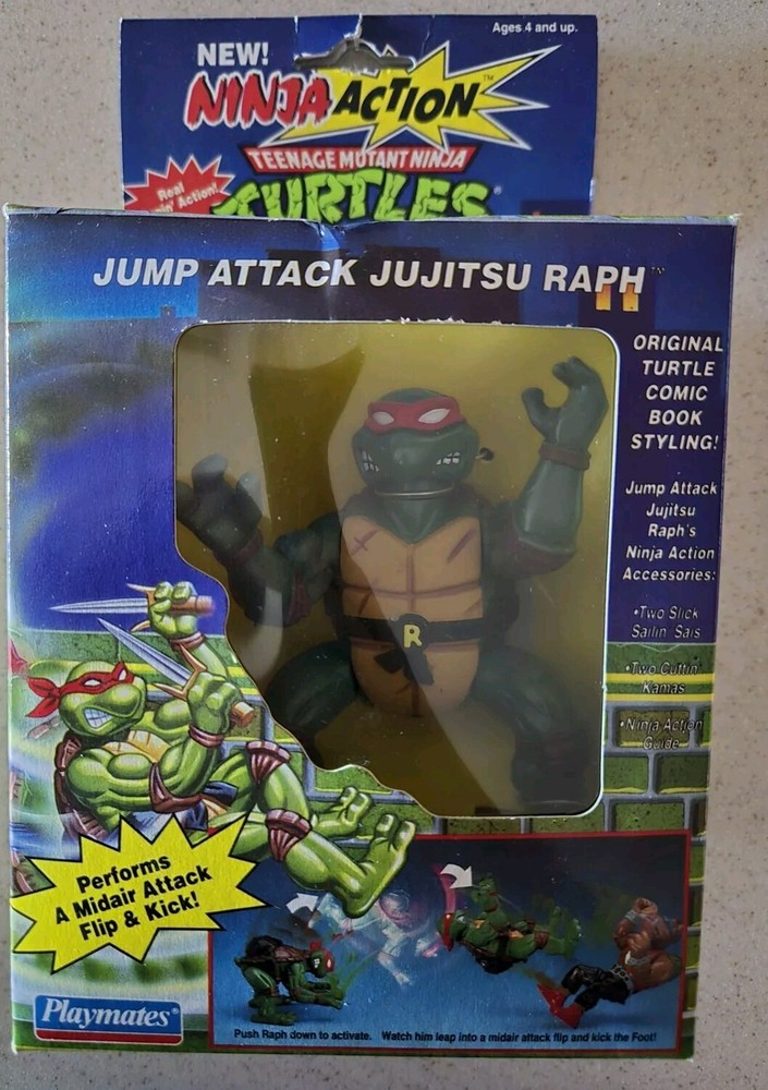 1993 Playmates Toys JUMP ATTACK JUJITSU RAPH TMNT Action Figure FACTORY SEALED