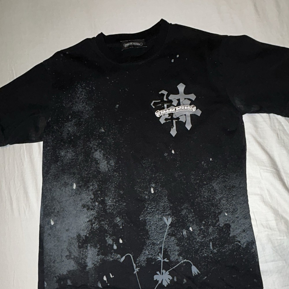 Chrome Hearts Men's S Black Cotton Crew Neck Short Sleeve Cross Logo Tee