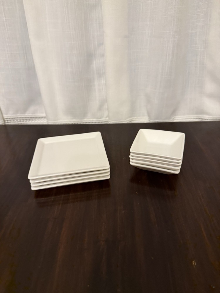 World Market 9 Piece Appetizer Plates/little Bowls White Ceramic