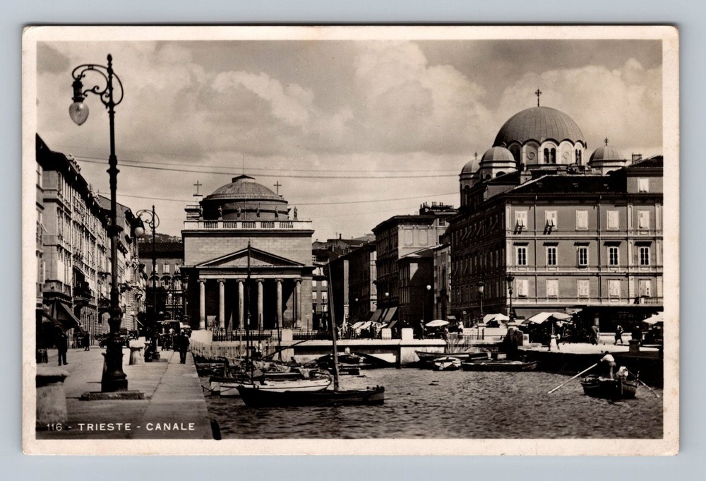 Italy- Trieste Canal & Town View Standard Postal Old Card PC Vintage Postcard