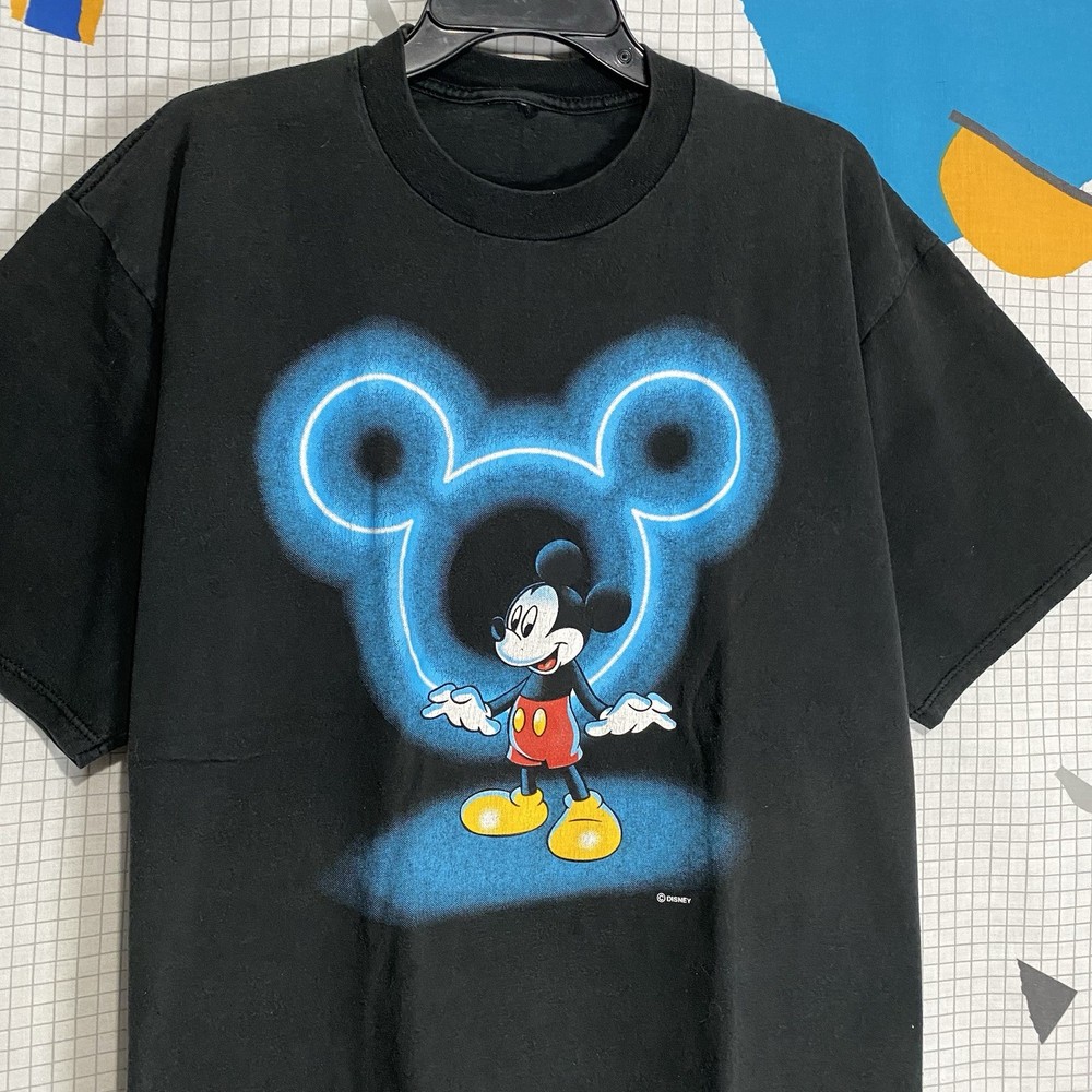 Vintage 90s Mickey Mouse Disney Tshirt Glow XL Retro Grunge Cartoon Unlimited