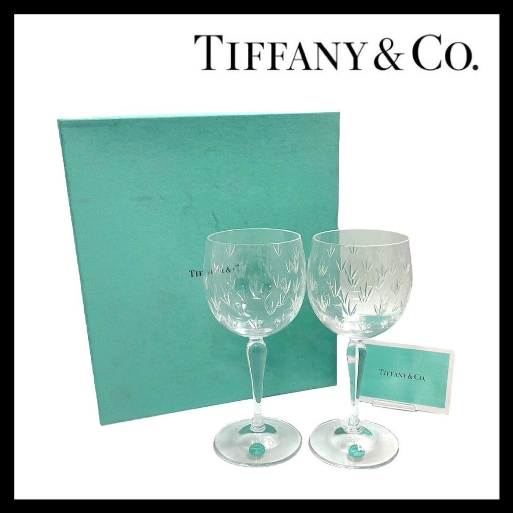 Tiffany & Co Floret Champagne Glasses Wine glass pair set with box unused DDP