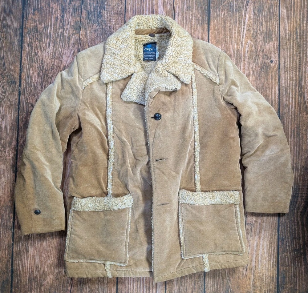Vintage Cooper Coat Mens 42 Brown Shearling Lined Toggle Ranchwear READ