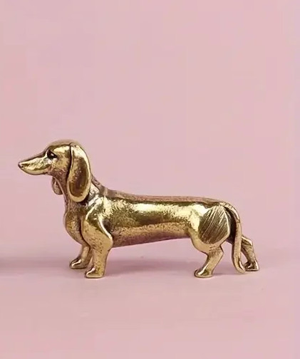 Brass Dachshund Animal Statue Small Sculpture Tabletop Figurine Home Decor Gifts