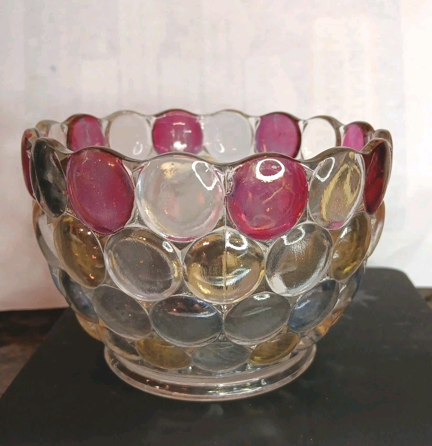 Vintage Westmoreland Thousand Eye Candy Dish Colorful Light Reflecting