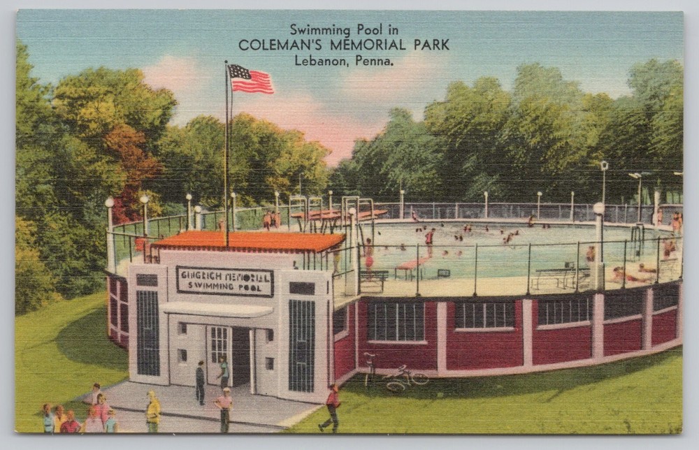 Swimming Pool Coleman's Memorial Park Lebanon PA Pennsylvania Postcard