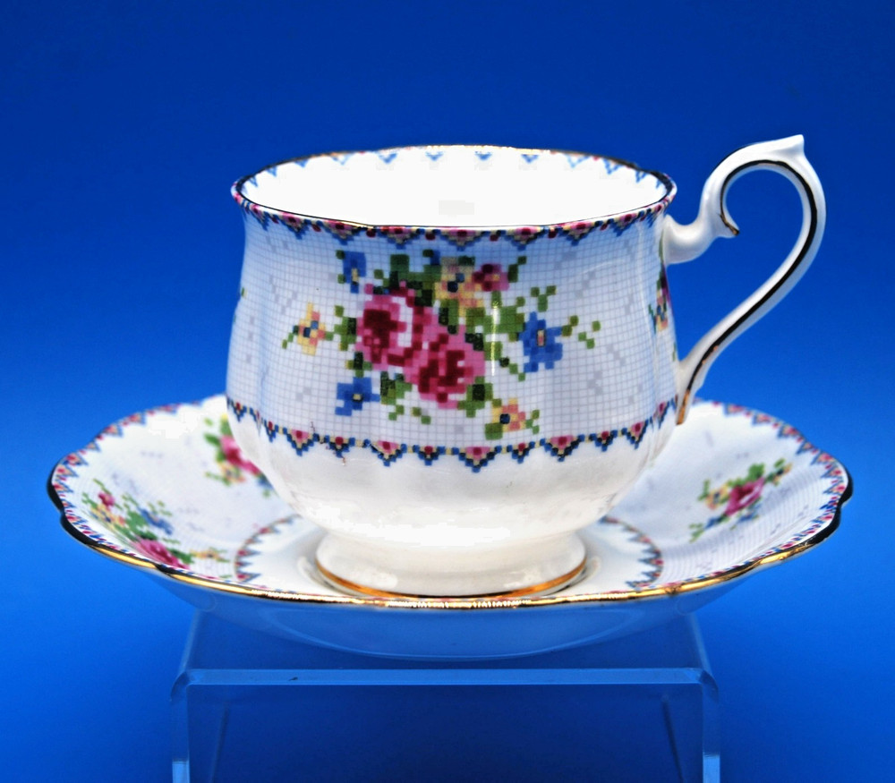 VTG ROYAL ALBERT England Petit Point Tea Cup And Saucer Bone China Chintz
