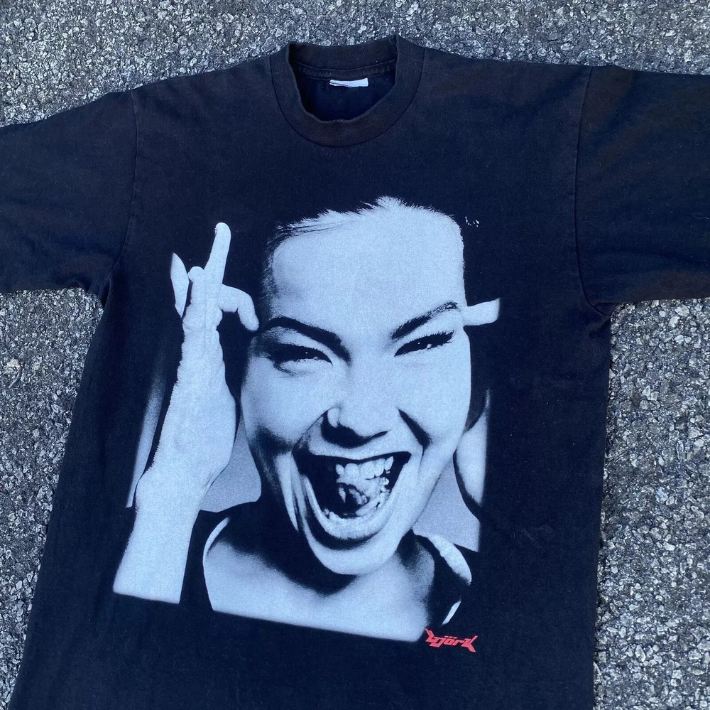 Bjork Tshirt, Bjork Black Short Sleeve Cotton T-shirt