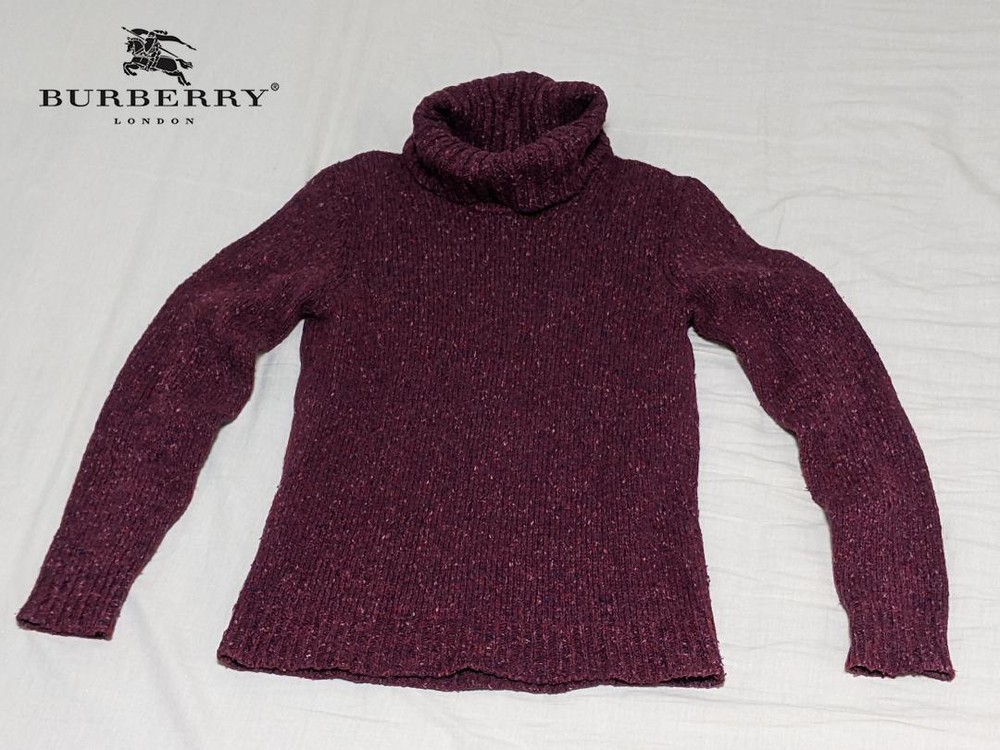 Burberry Cashmere Blend Turtleneck Sweater Burgundy M Used