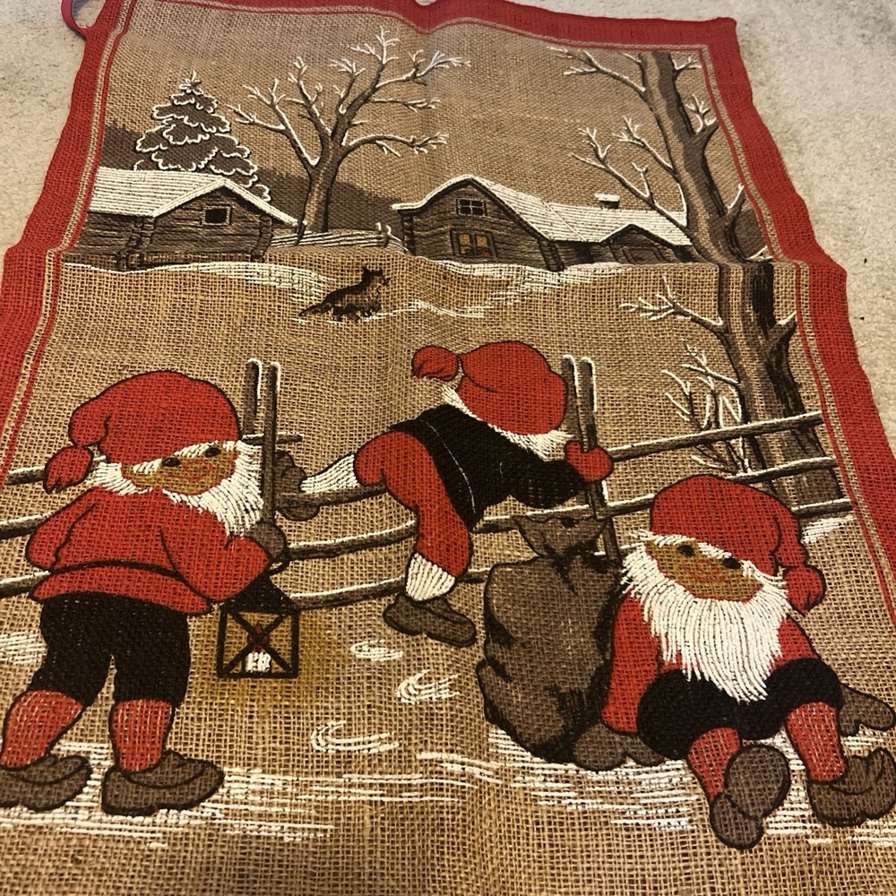 Swedish Christmas Tomte Burlap Gift Present Bag Gnomes Scandinavian Jute 26
