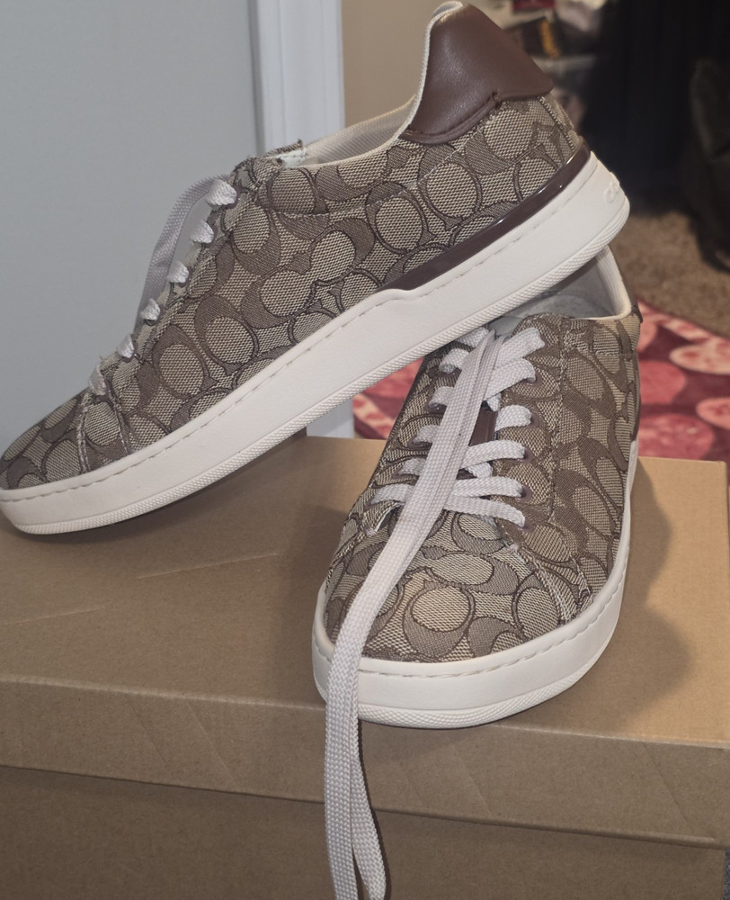 Coach Signature Men's Brown Canvas Logo Lace Up Sneakers Size 10 Teens