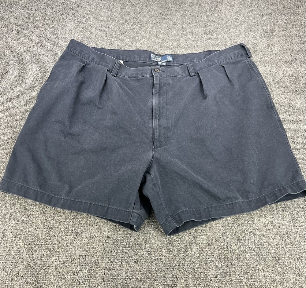 Polo Ralph Lauren Andrew Shorts Mens 42 Navy Blue Chino Pleated Classic Fit