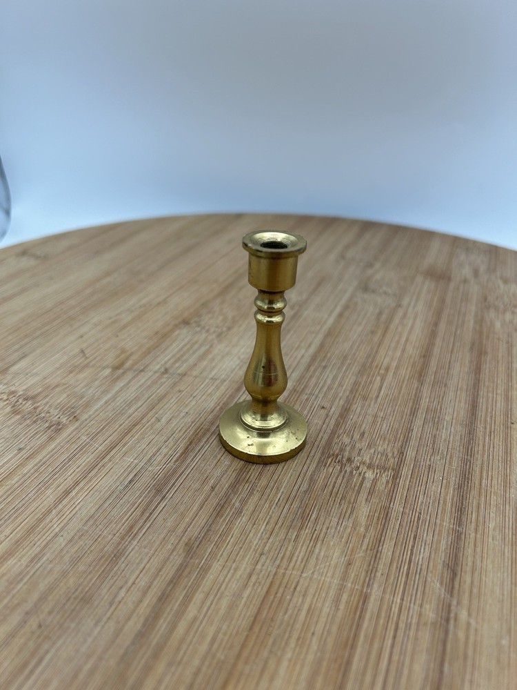 Vtg Brass Candle Holder Mini Candlestick Dollhouse Cake Topper Small England