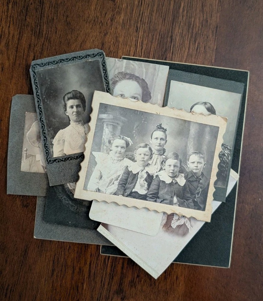 Lot 10 Vintage Late 1800s Antique Victorian Edwardian Random Family Photos JO