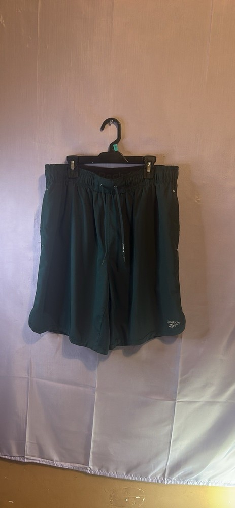 Reebok Men's Athletic Shorts Black Size L Drawstring Pockets Elastic Waist
