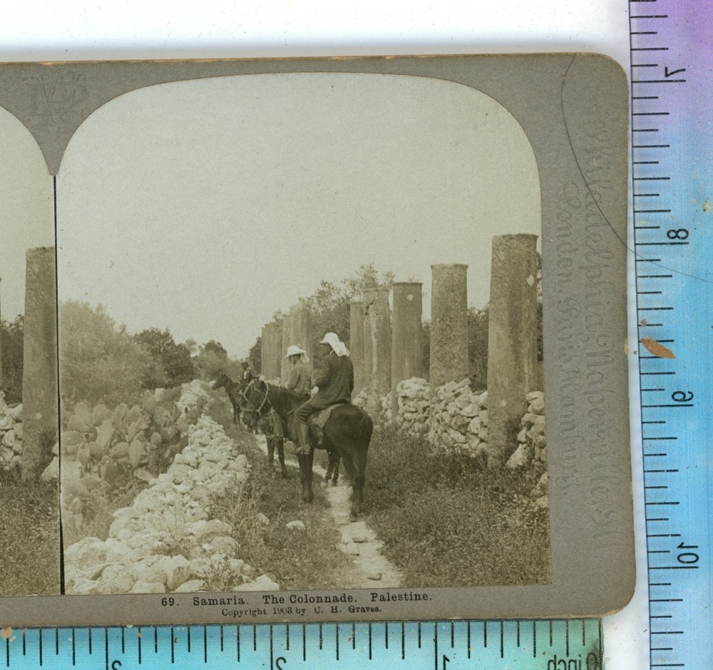 Samaria The Colonnade Palestine Universal Stereoview