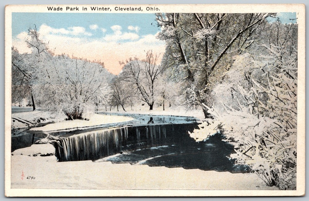Wade Park Winter Scene Cleveland Ohio Unposted VINTAGE Postcard 8217