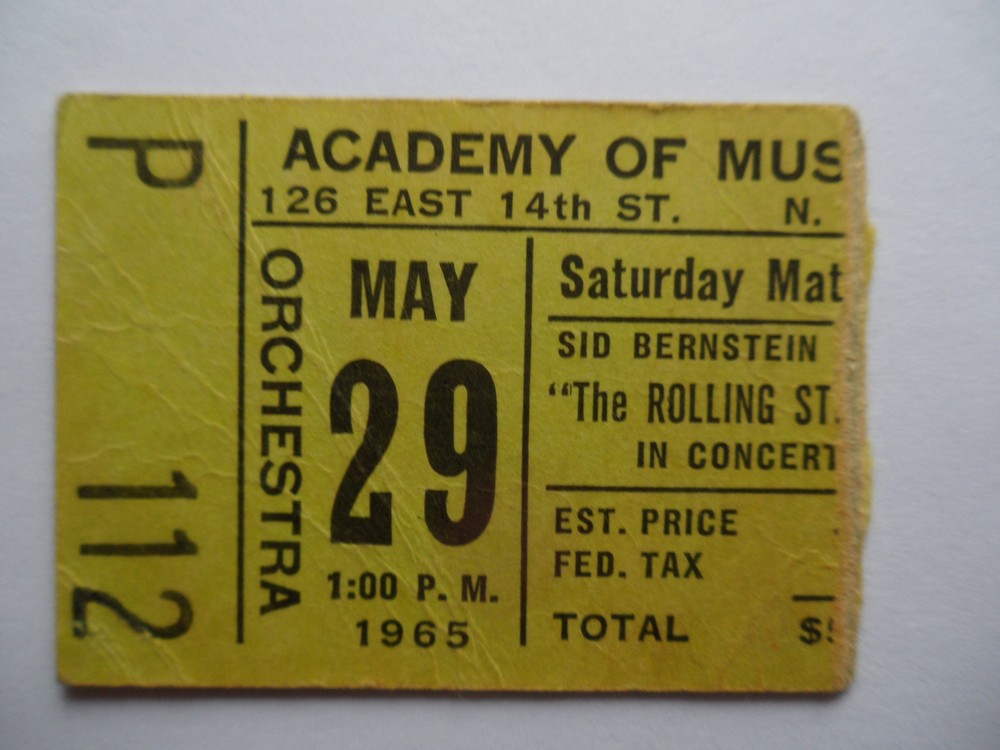 ROLLING STONES__1965__Original CONCERT TICKET STUB__Academy of Music__NYC__VG++-image