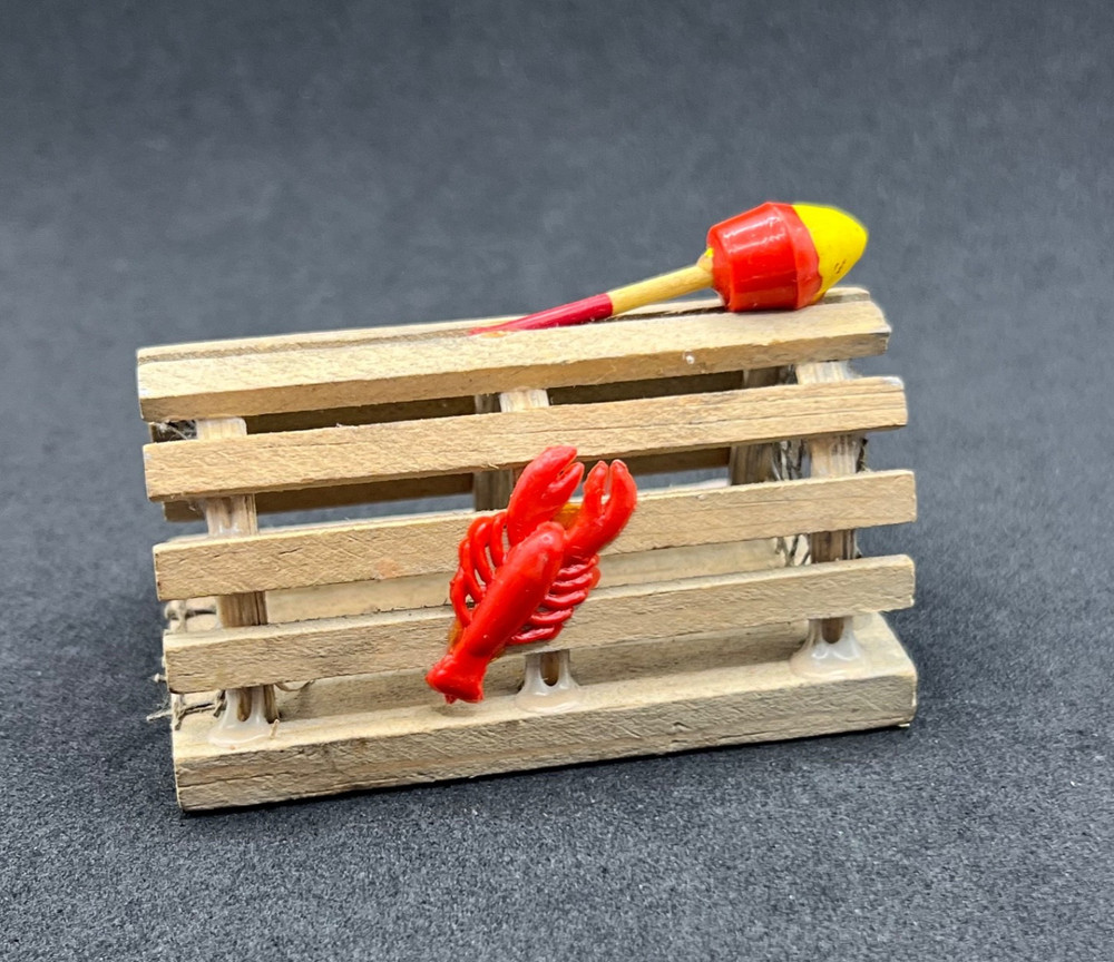 Vintage Miniature Wooden Lobster Trap Ornament Nautical Coastal Decor Boat Buoy